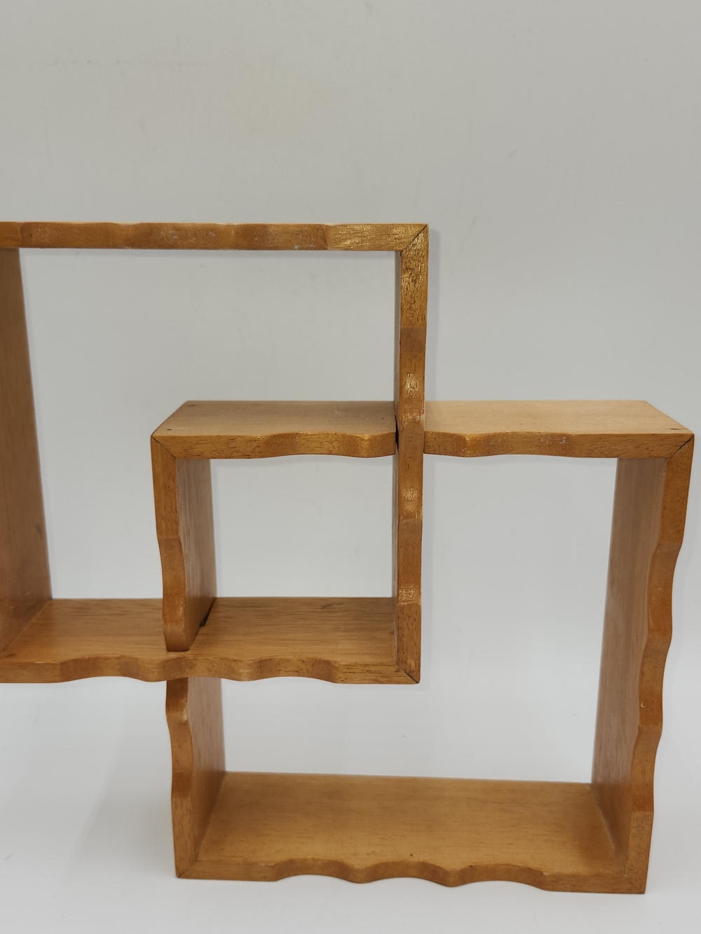 Wooden Interlocking Wall Shelves - Natural Brown